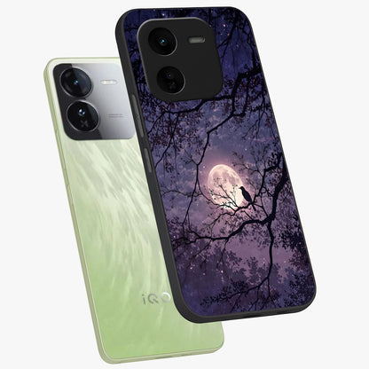 Whispering Moon Silence Glass Case displayed in angled mockup highlighting calm lunar design with dreamy night aesthetic.