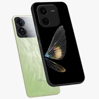 Whispers Of Wings Glass Case displayed in angled mockup highlighting soft feather design with celestial aesthetic style.