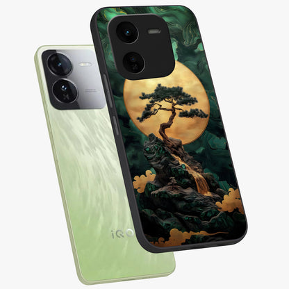Zen Moon Rise Glass Case displayed in angled mockup highlighting peaceful lunar design with zen aesthetic style.