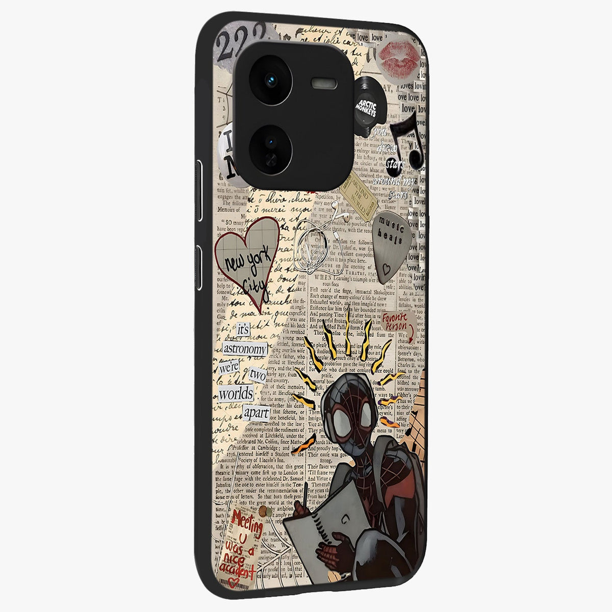 City Dream Sketch Glass Case upright view showcasing urban skyline artwork with stylish hand drawn design.