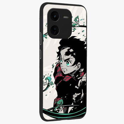 Demon Slayer Glass Case upright view showcasing powerful anime artwork with intense warrior theme.