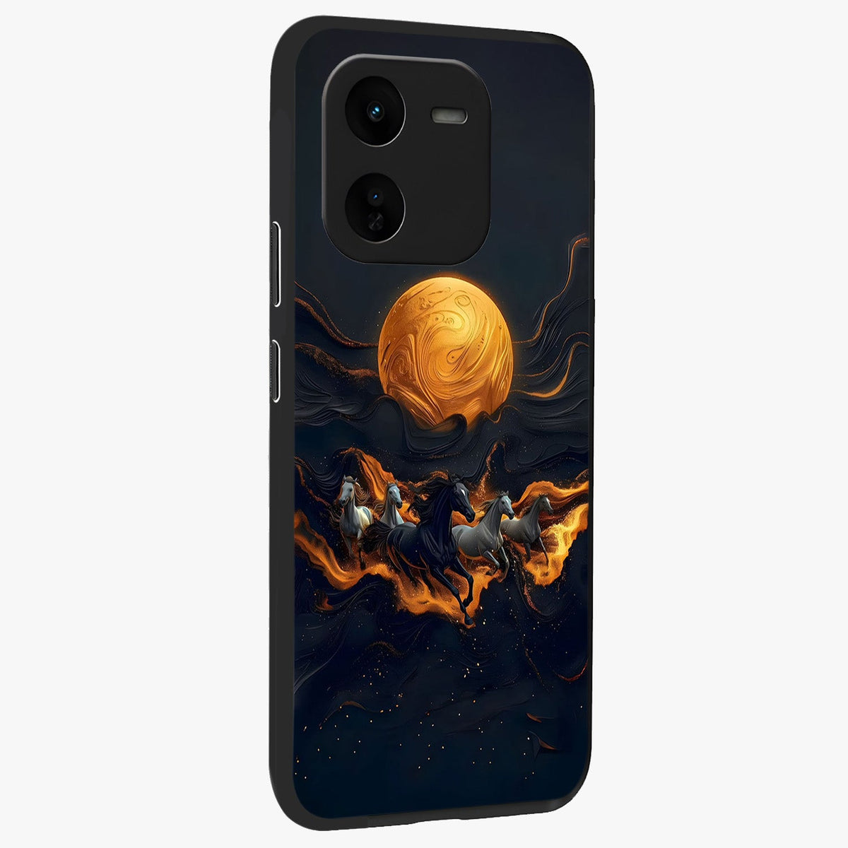 Golden Royal Heritage Glass Case upright view showcasing elegant royal artwork with classic heritage theme.