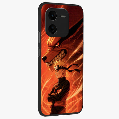 Nine Tails Legacy Glass Case upright view showcasing dramatic nine-tails artwork with intense anime themed design.