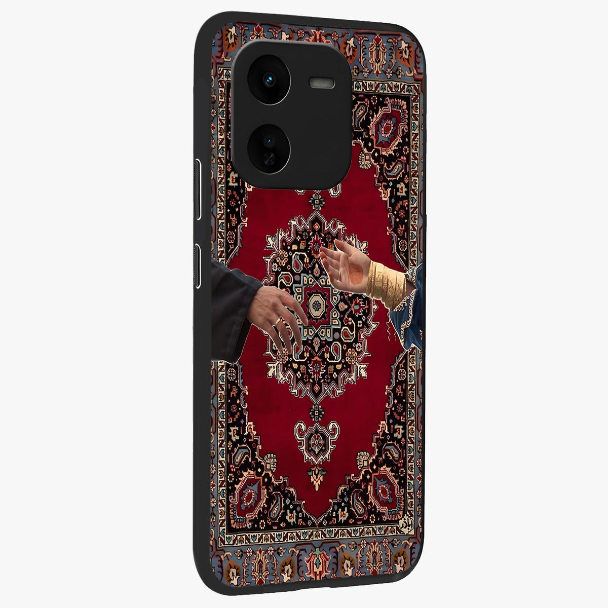 Royal Touch Reach Glass Case upright view showcasing stylish royal inspired artwork with graceful theme.