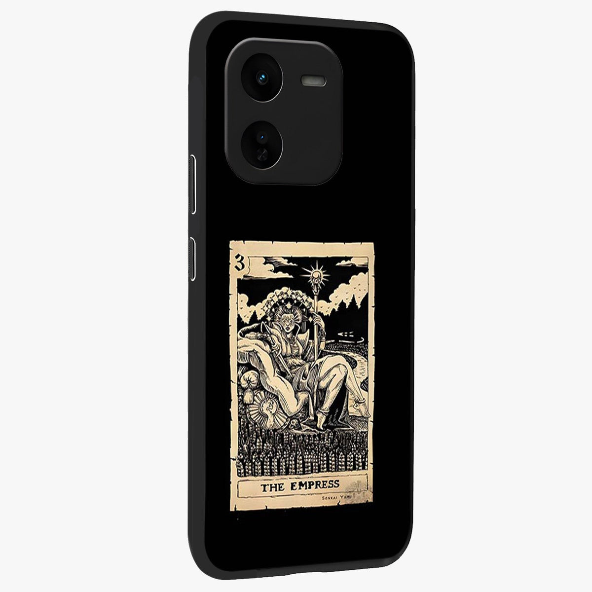 The Empress Glass Case upright view showcasing powerful empress themed artwork with luxurious artistic theme.