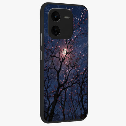 Twilight Sakura Serenade Glass Case upright view showcasing beautiful cherry blossom artwork with serene evening theme.