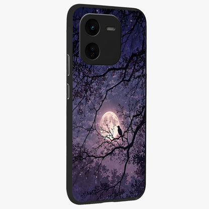 Whispering Moon Silence Glass Case upright view showcasing peaceful moon artwork with tranquil celestial theme.