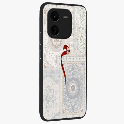 White Aesthetic Bow Glass Case upright view showcasing delicate ribbon bow artwork with cute minimalist theme.