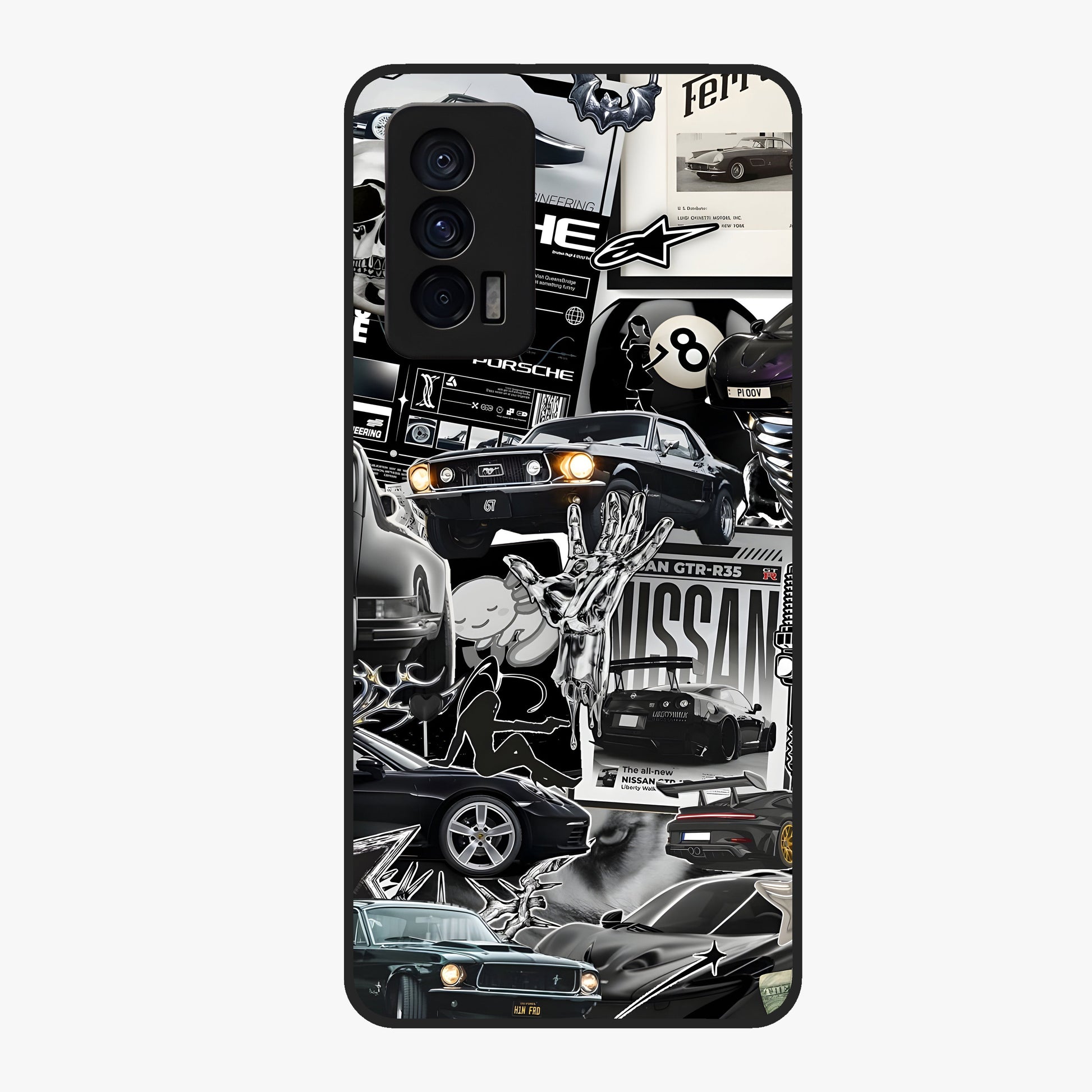 Aesthetic Dark Love Glass Case showing flat back view with dark romantic artwork and glossy glass finish.