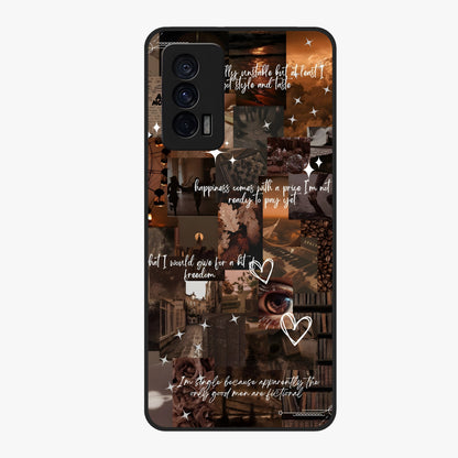 Bittersweet Aesthetic Chaos Glass Case showing flat back view with artistic chaotic aesthetic design and glossy glass finish.