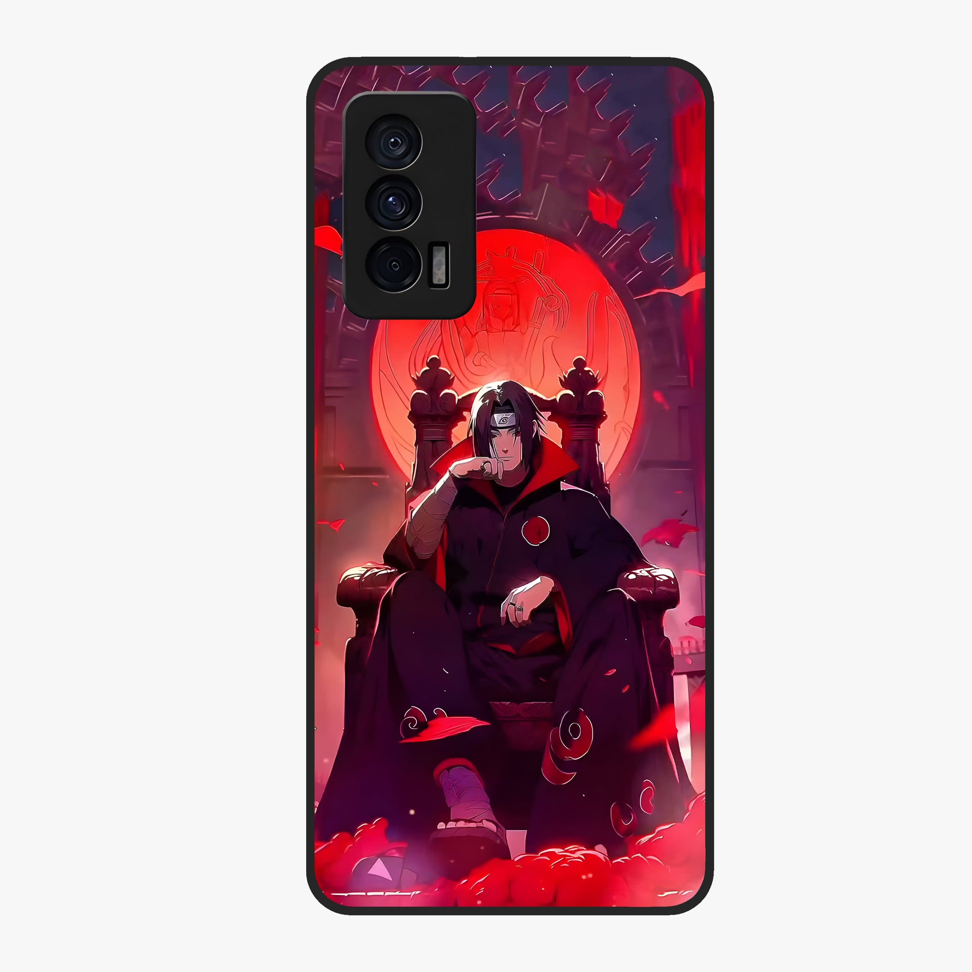 Blood Moon Sovereign Glass Case showing flat back view with mystical blood moon artwork and glossy glass finish.