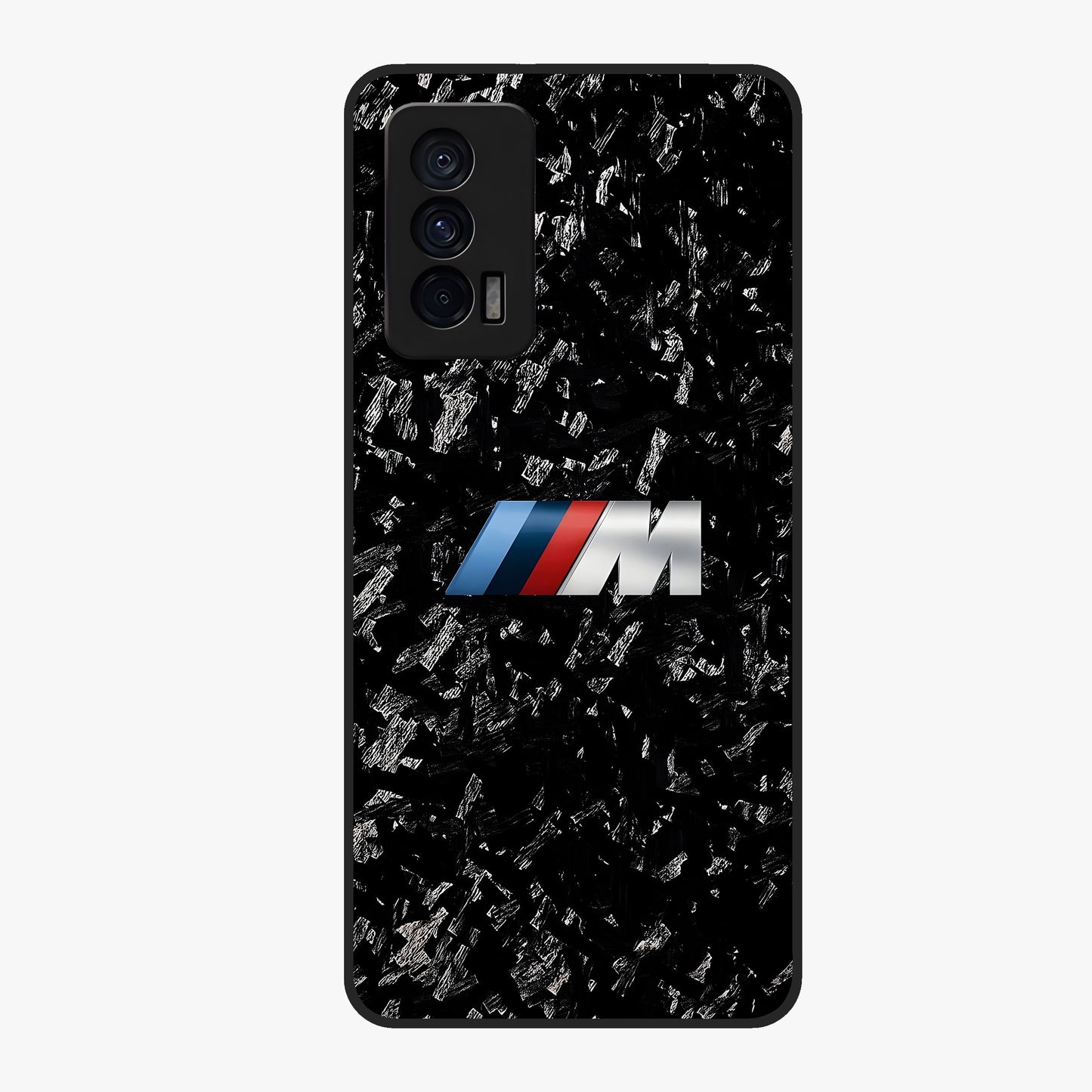Carbon Speed Mark Glass Case showing flat back view with sporty carbon pattern artwork and glossy glass finish.