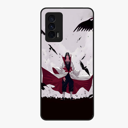 Crimson Crow Ascension Glass Case showing flat back view with mystical crow artwork and glossy glass finish.
