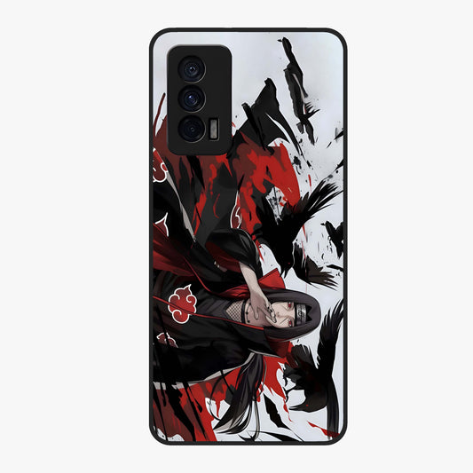 Crimson Crow Illusion Glass Case showing flat back view with artistic crow illusion artwork and glossy glass finish.