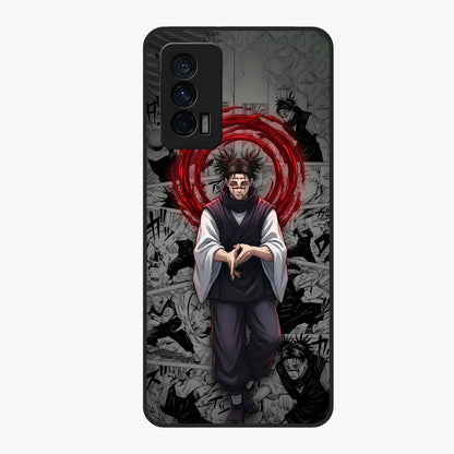 Cursed Ritual Ascension Glass Case showing flat back view with dark ritual themed artwork and glossy glass finish.