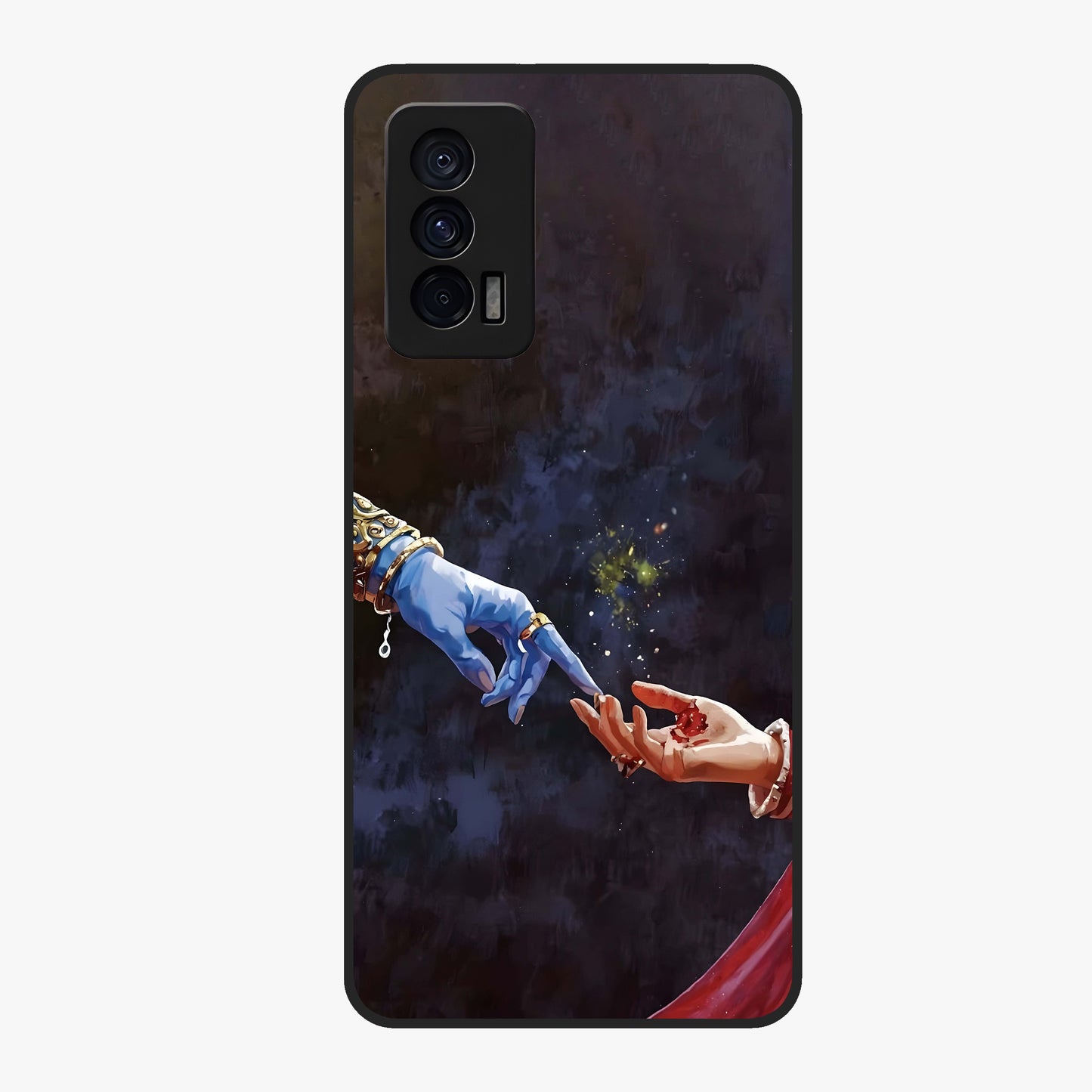 Divine Touch Eternal Glass Case showing flat back view with spiritual themed artwork and glossy glass finish.