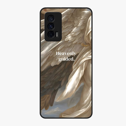 Divine Winged Grace Glass Case showing flat back view with elegant wing inspired artwork and glossy glass finish.