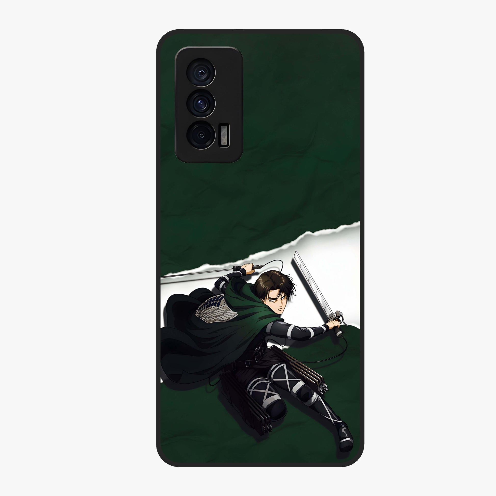Emerald War Vanguard Glass Case showing flat back view with powerful warrior themed artwork and glossy glass finish.