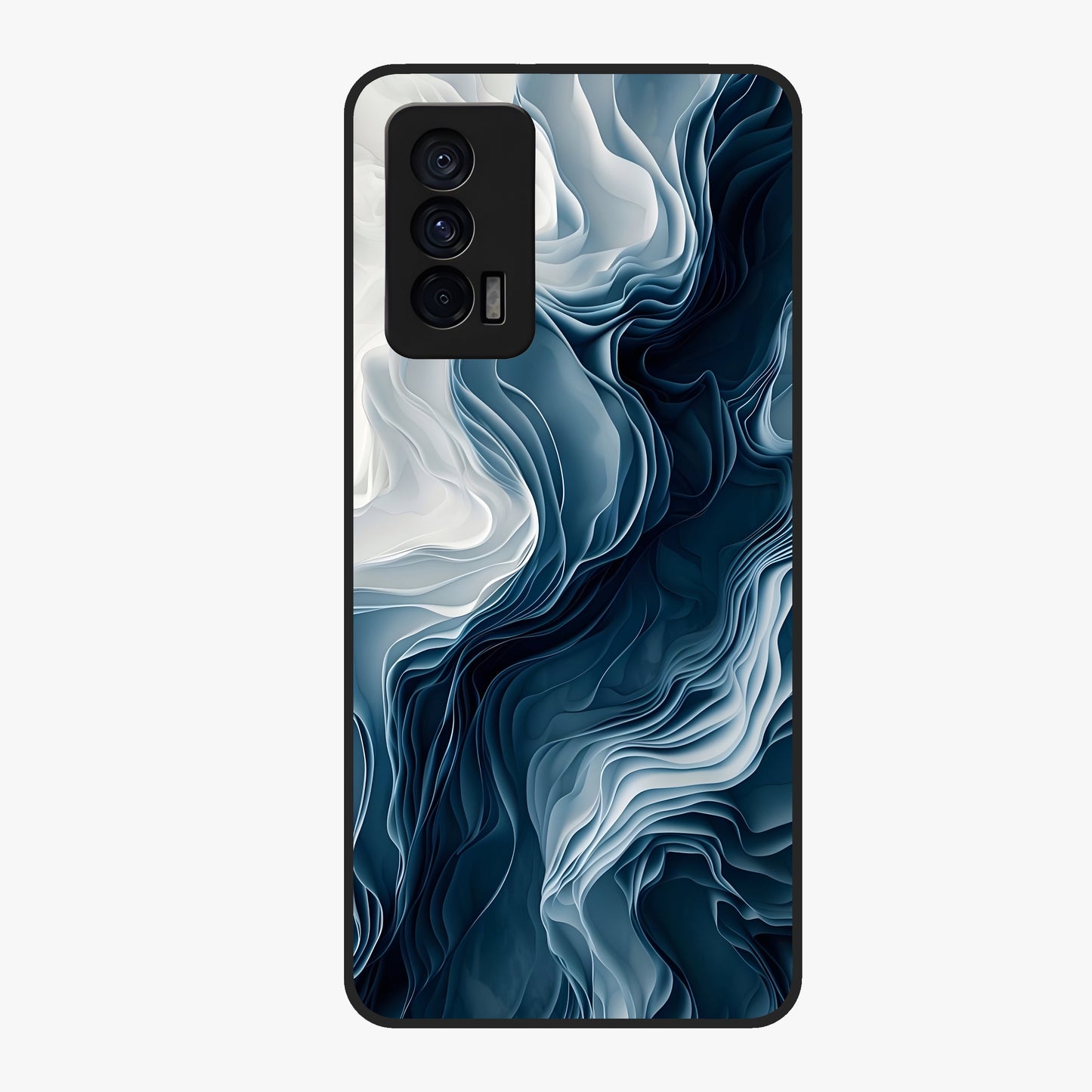 Ethereal Paper Marble Glass Case showing flat back view with soft marble paper texture artwork and glossy glass finish.
