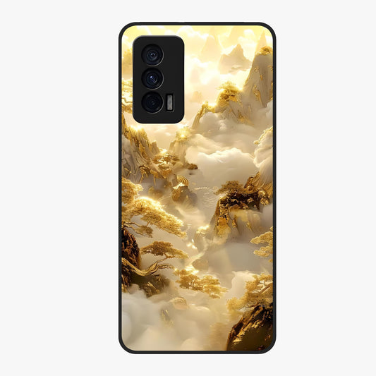 Gates Of Illumination Glass Case showing flat back view with mystical illuminated gate artwork and glossy glass finish.