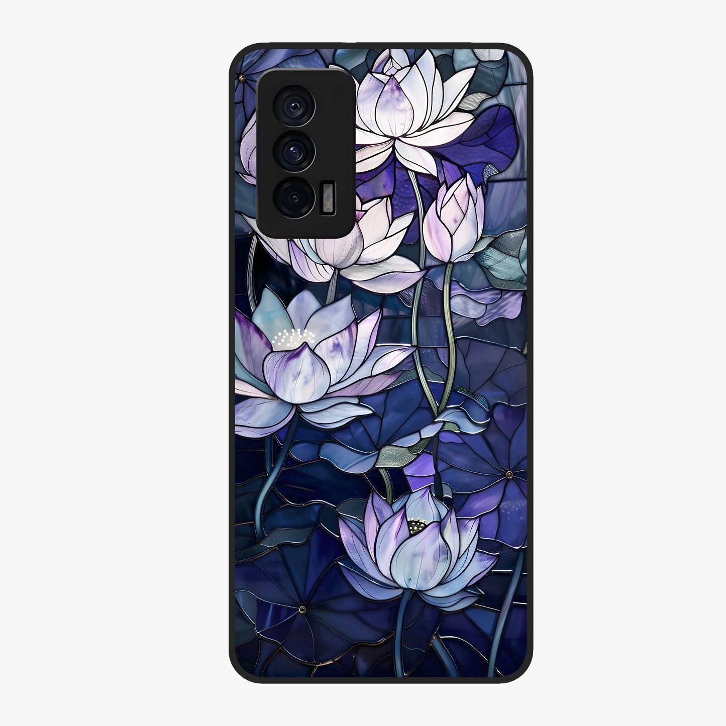 Gloss Petal Rush Glass Case showing flat back view with glossy flower petal artwork and smooth glass finish.