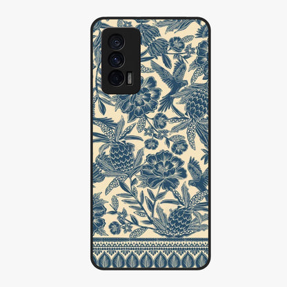 Heirloom Wild Bloom Glass Case showing flat back view with vintage inspired wild flower artwork and glossy glass finish.