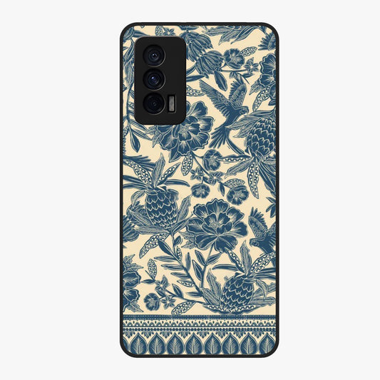 Heirloom Wild Bloom Glass Case showing flat back view with vintage inspired wild flower artwork and glossy glass finish.