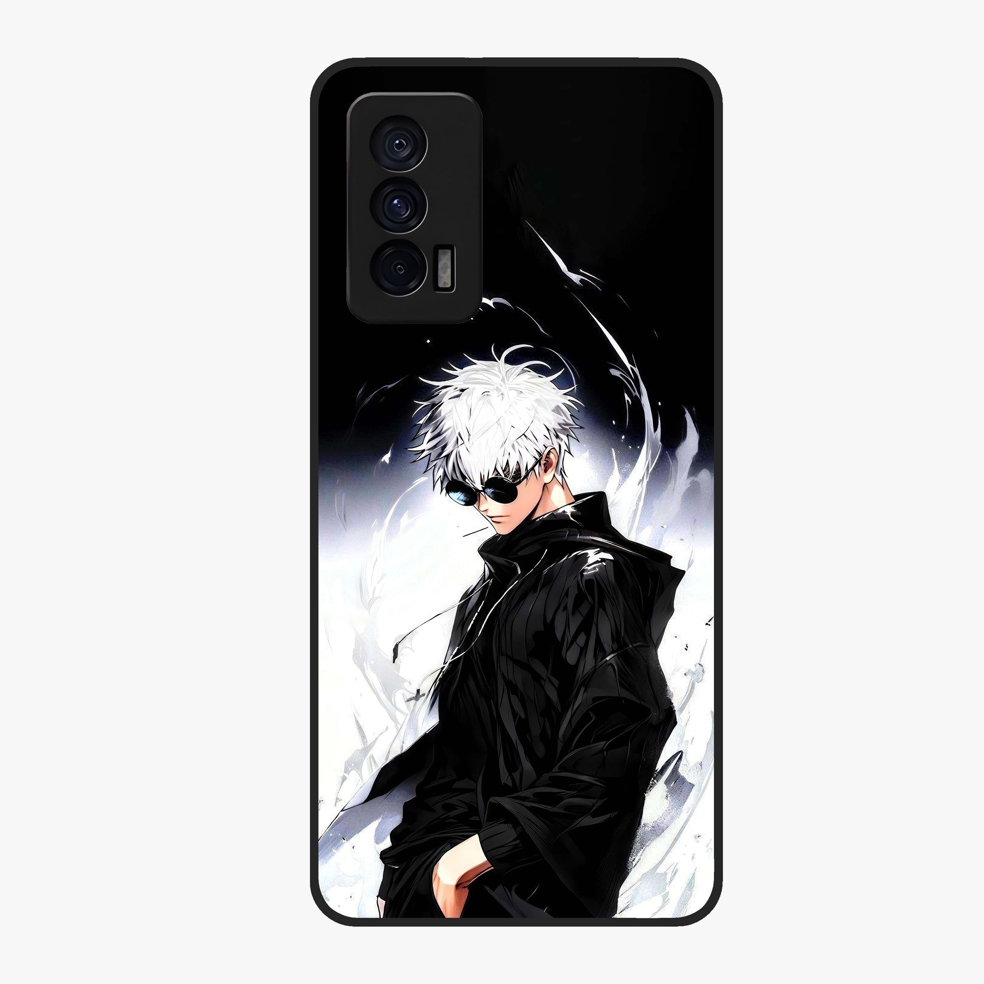 Limitless Shadow King Glass Case showing flat back view with powerful shadow warrior artwork and glossy glass finish.