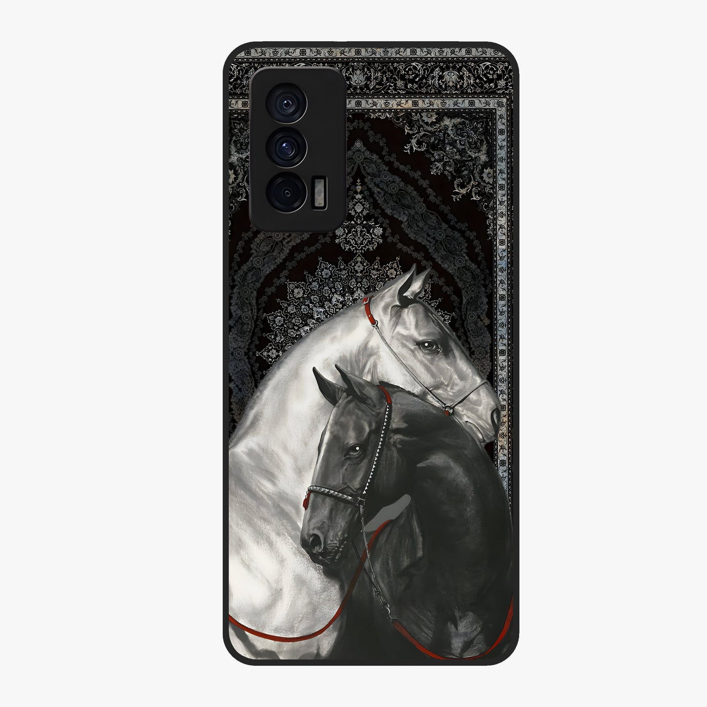 Majestic Ride Legacy Glass Case showing flat back view with powerful automotive inspired artwork and glossy glass finish.
