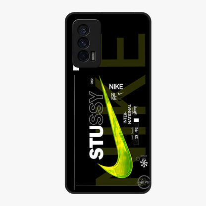Neon Street Edition Glass Case showing flat back view with neon street style artwork and glossy glass finish.