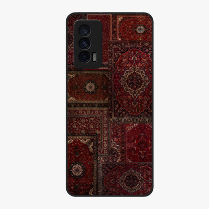 Persian Velvet Tale Glass Case showing flat back view with luxurious Persian velvet pattern artwork and glossy glass finish.
