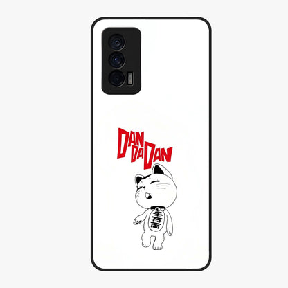 Playful Spirit Charm Glass Case showing flat back view with cheerful charm themed artwork and glossy glass finish.