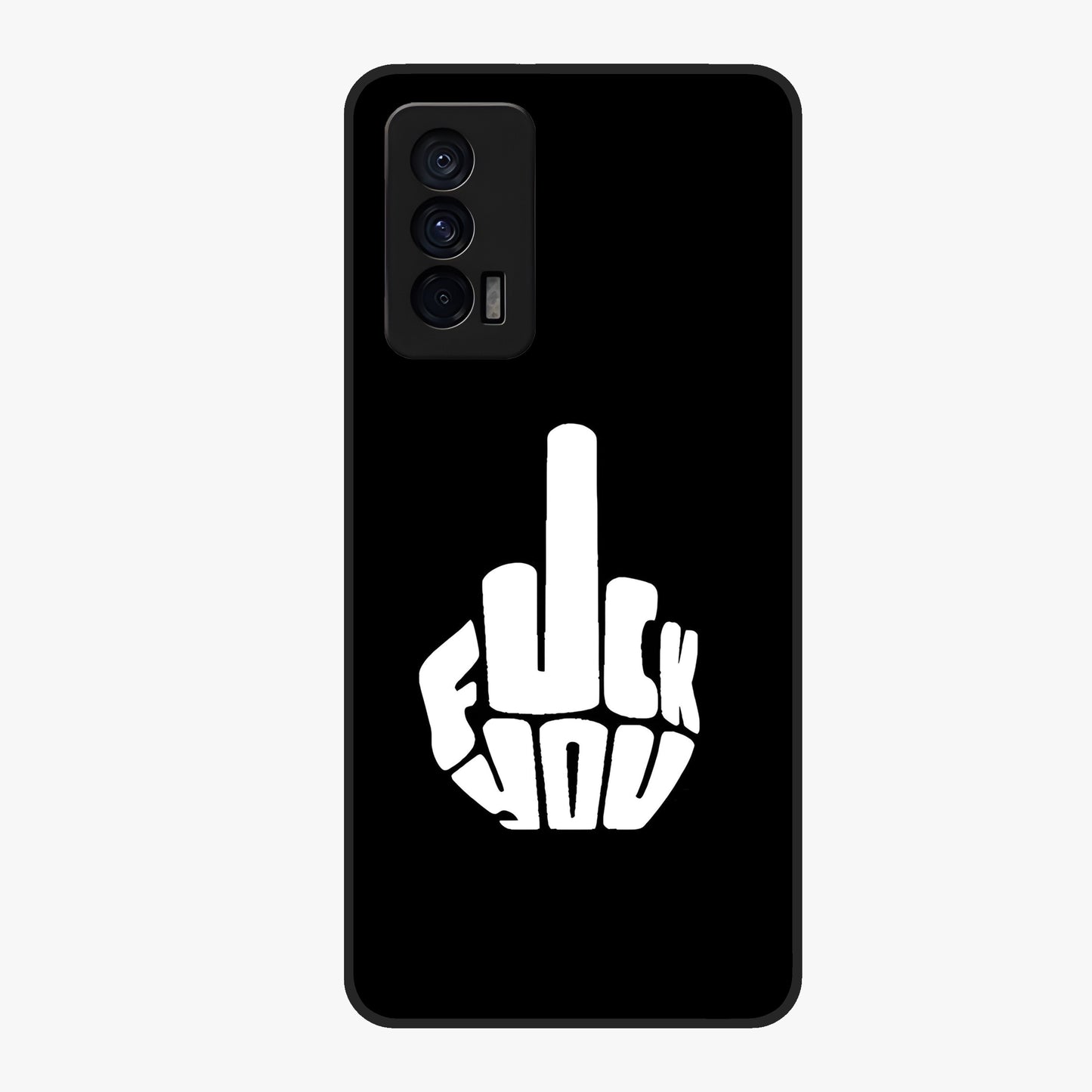 Rebel Mode On Glass Case showing flat back view with bold rebellious typography artwork and glossy glass finish.