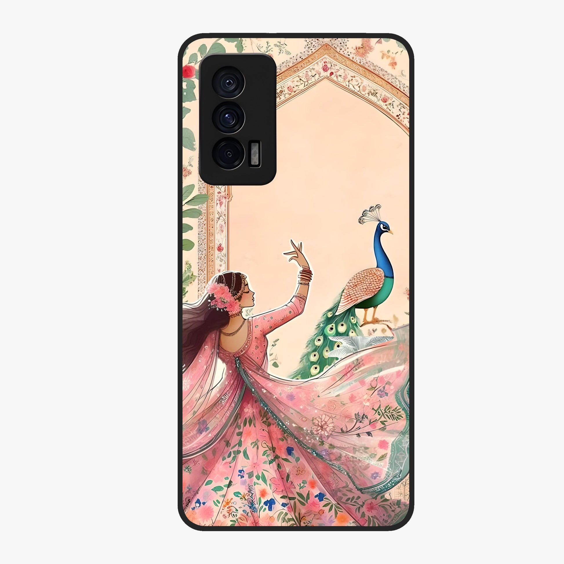 Royal Grace Muse Glass Case showing flat back view with elegant artistic artwork and glossy glass finish.