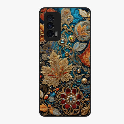 Royal Jewel Garden Glass Case showing flat back view with decorative floral garden artwork and glossy glass finish.