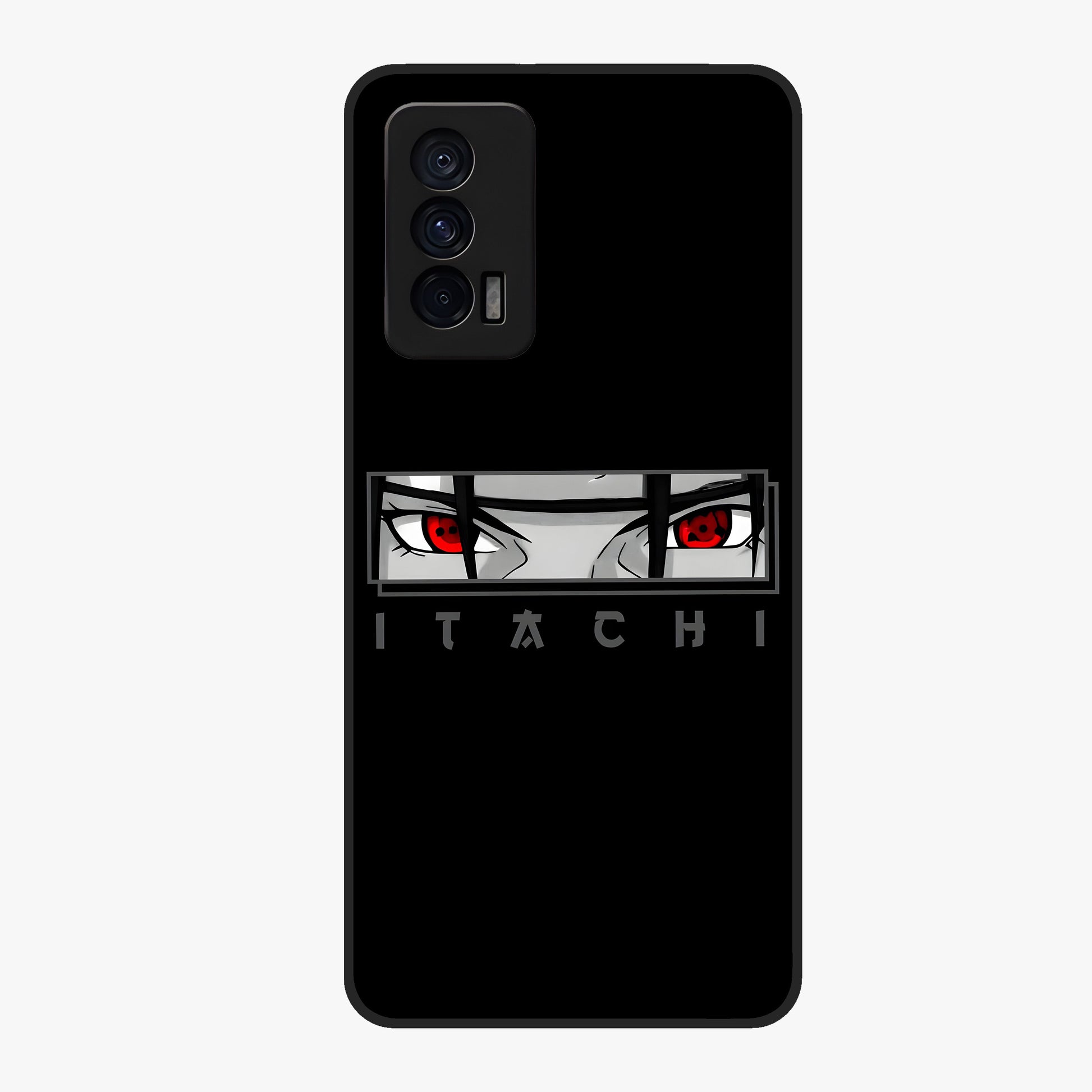 Scarlet Gaze Dominance Glass Case showing flat back view with striking red themed artwork and glossy glass finish.