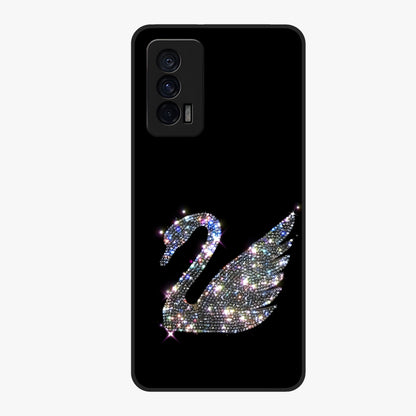 Starlit Swan Grace Glass Case showing flat back view with graceful swan artwork under starry sky and glossy glass finish.