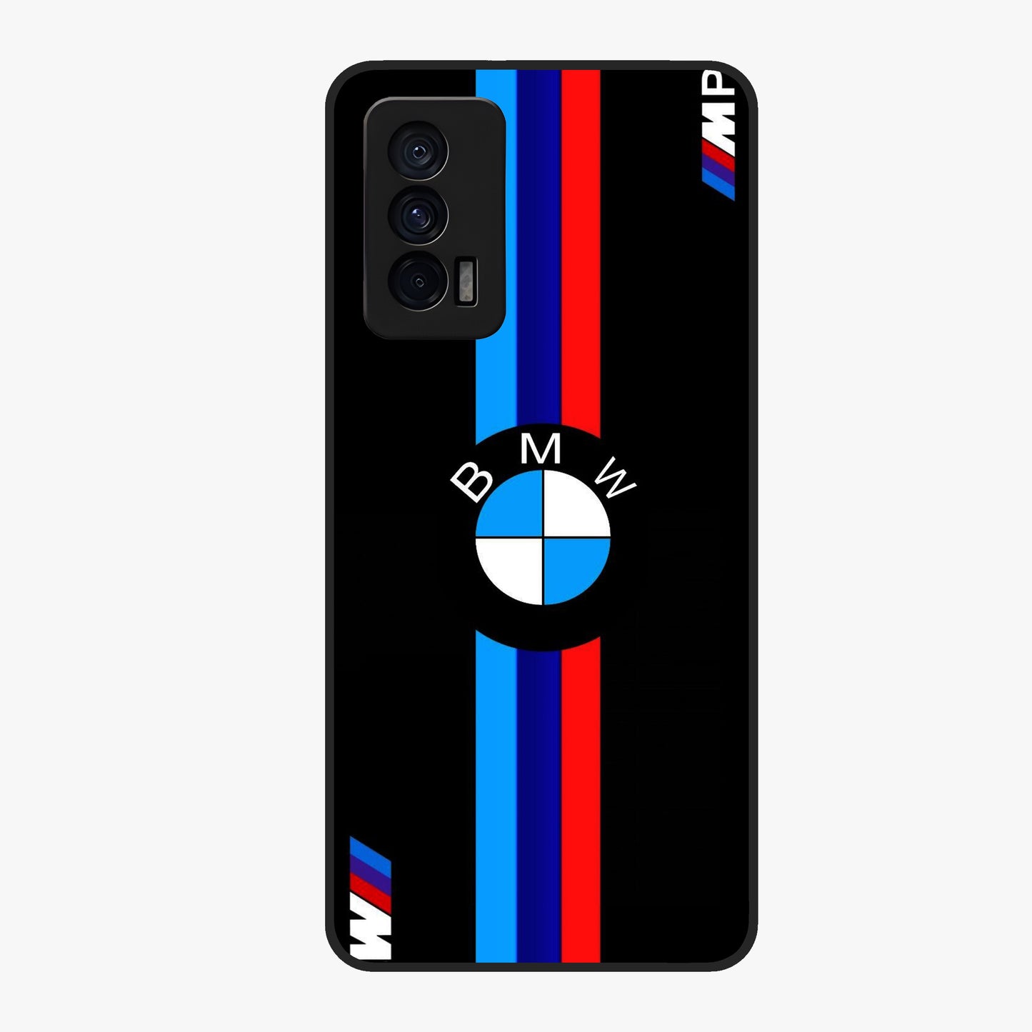 Turbo BMW Beast Glass Case showing flat back view with high performance sports car artwork and glossy glass finish.