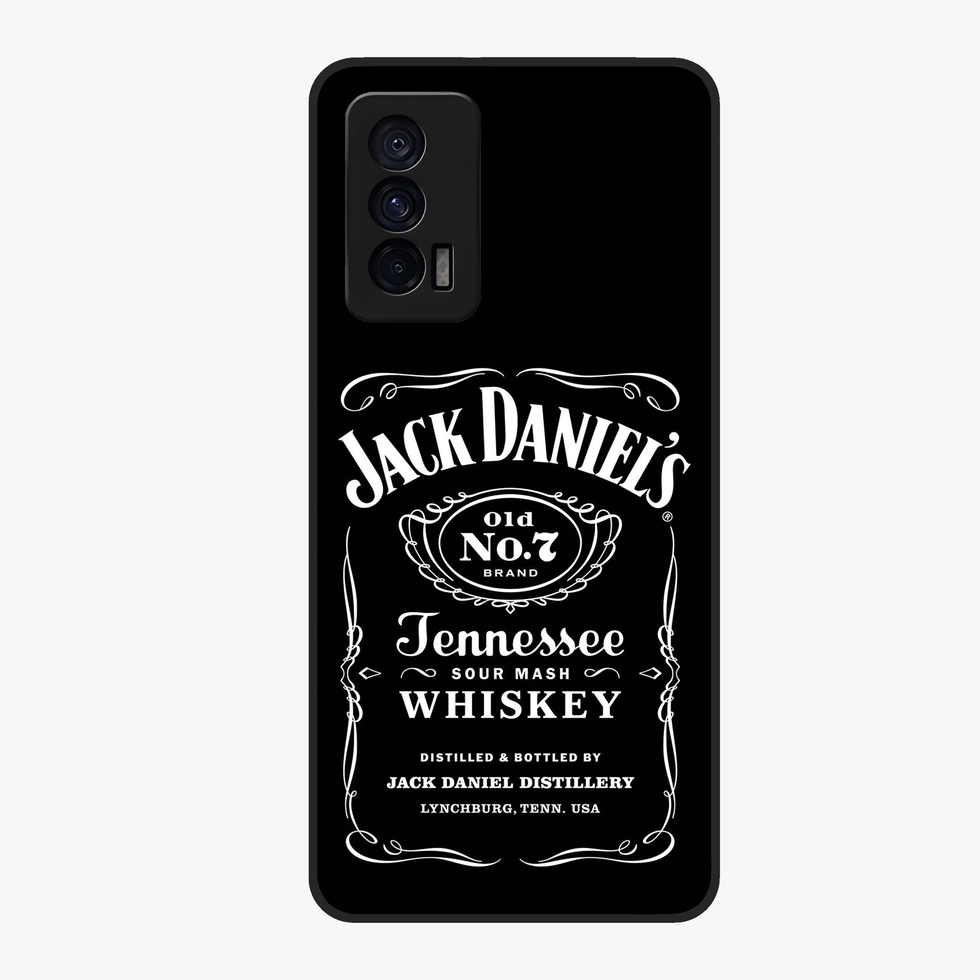 Vintage Whiskey Heritage Glass Case showing flat back view with classic whiskey inspired artwork and glossy glass finish.