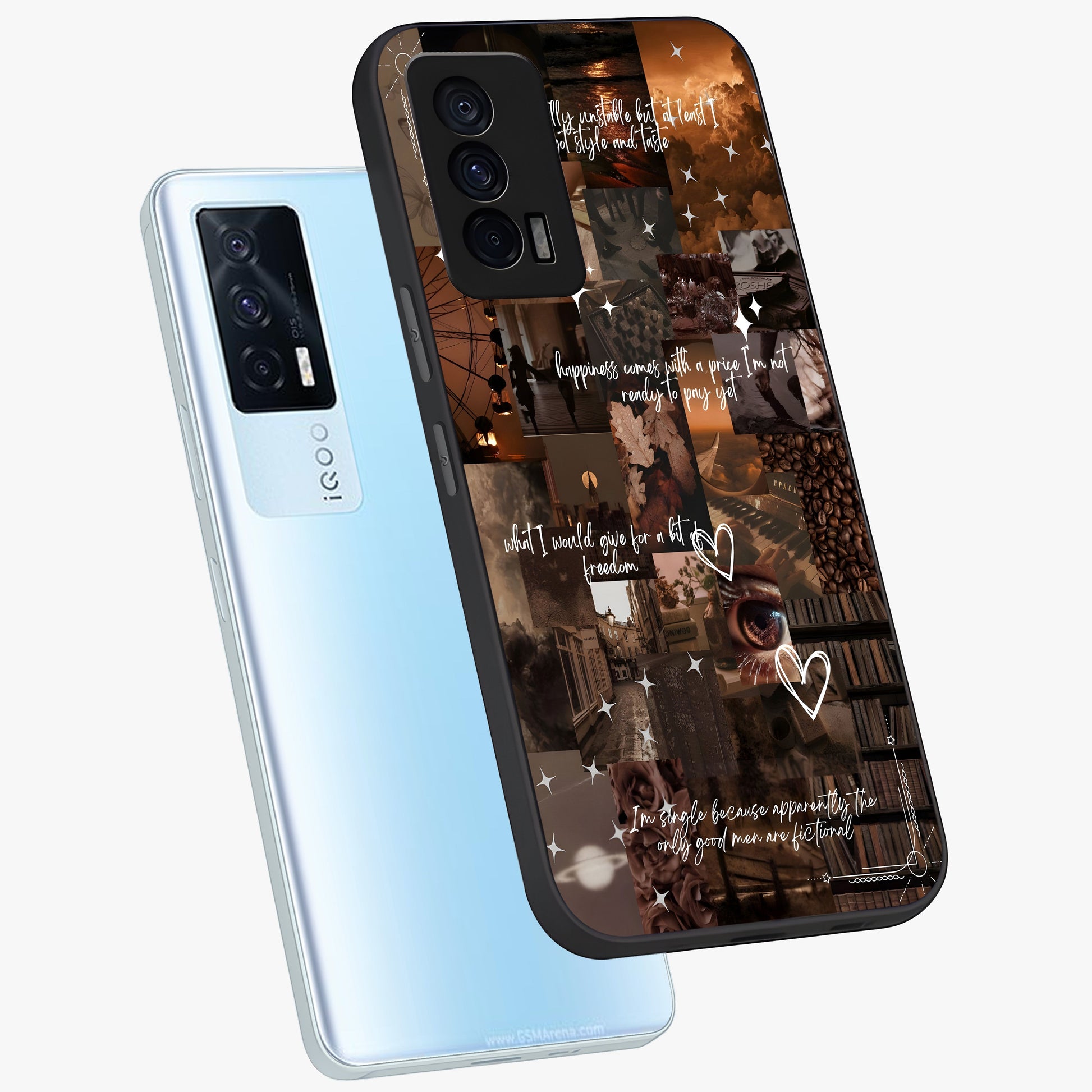 Bittersweet Aesthetic Chaos Glass Case displayed in angled mockup highlighting expressive abstract artwork and edgy aesthetic theme.