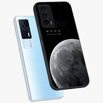 Cosmic Moon Glow Glass Case displayed in angled mockup highlighting celestial moon design with cosmic aesthetic theme.