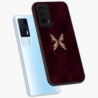 Crimson Fade Butterfly Glass Case displayed in angled mockup highlighting elegant butterfly design with crimson gradient aesthetic.