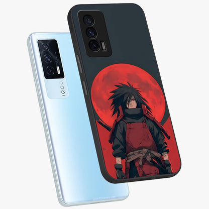 Crimson Moon Warlord Glass Case displayed in angled mockup highlighting dramatic crimson moon design with fantasy aesthetic.