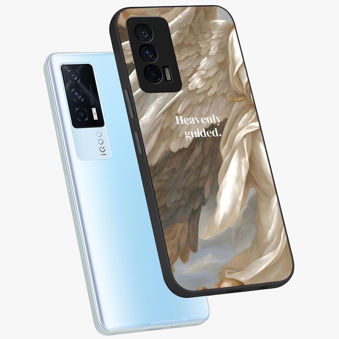 Divine Winged Grace Glass Case displayed in angled mockup highlighting graceful wing design with divine aesthetic style.