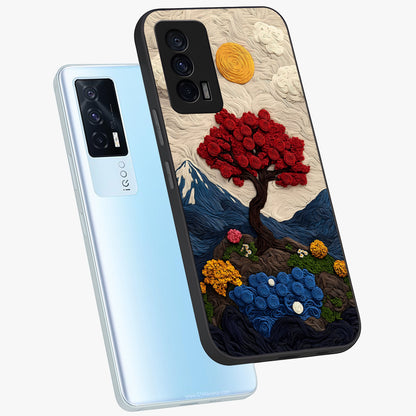 Eternal Nature Tapestry Glass Case displayed in angled mockup highlighting detailed botanical pattern with artistic aesthetic.