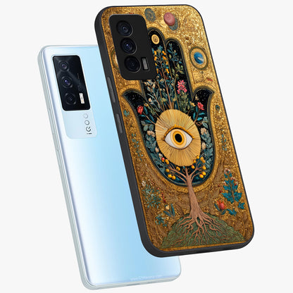 Ethereal Evil Eye Glass Case displayed in angled mockup highlighting protective evil eye symbol with spiritual aesthetic design.