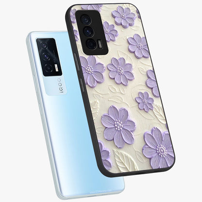 Floral Wall Art With Purple Flowers Glass Case displayed in angled mockup highlighting vibrant purple floral illustration with artistic aesthetic.