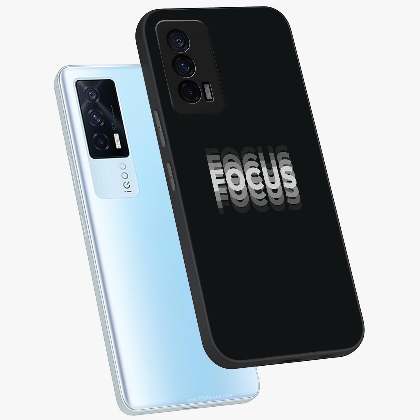 Focus Mode On Glass Case displayed in angled mockup highlighting clean minimal text artwork with modern aesthetic style.