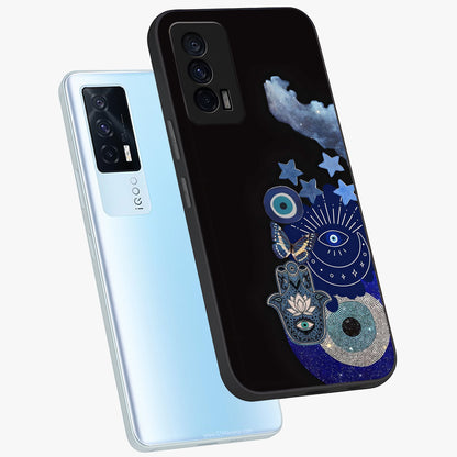 Galactic Charm Cluster Glass Case displayed in angled mockup highlighting luminous galaxy inspired design with dreamy aesthetic.