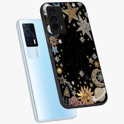 Galactic Jewel Stars Glass Case displayed in angled mockup highlighting shining celestial star design with cosmic aesthetic style.